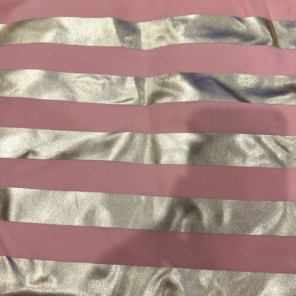 Macy’s Pink Gold Striped Tote Beach Bag - Picture 4 of 5